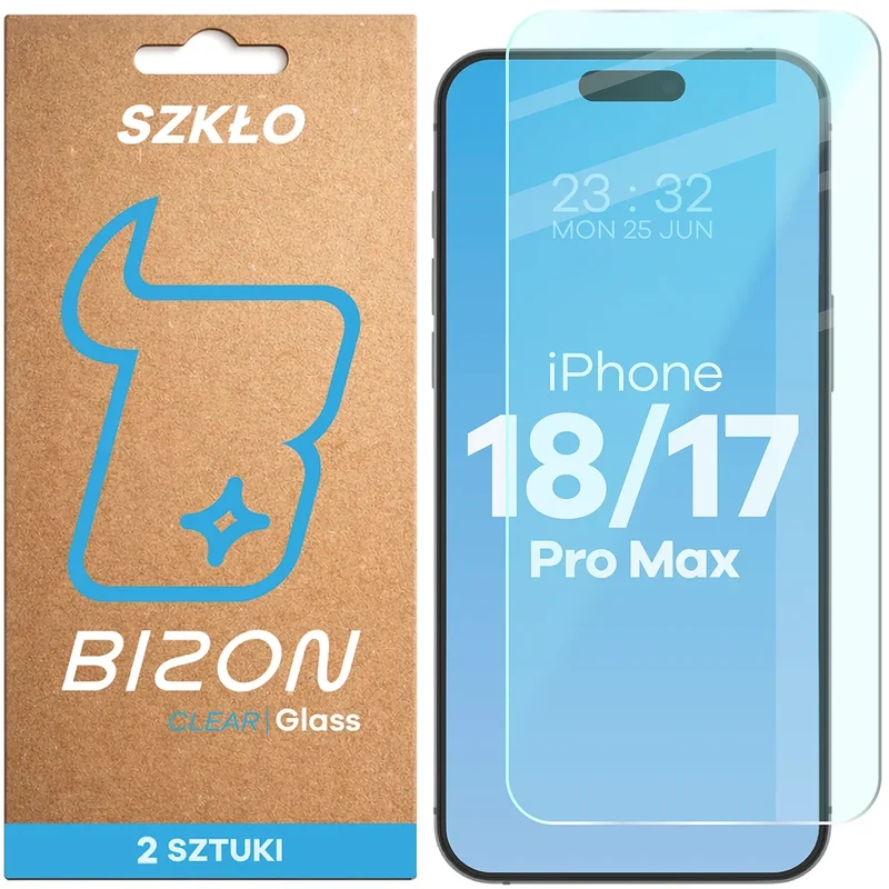Gehärtetes Glas für iPhone 18 Pro Max / 17 Pro Max, Bizon Glass Clear Duo, 2 Stück