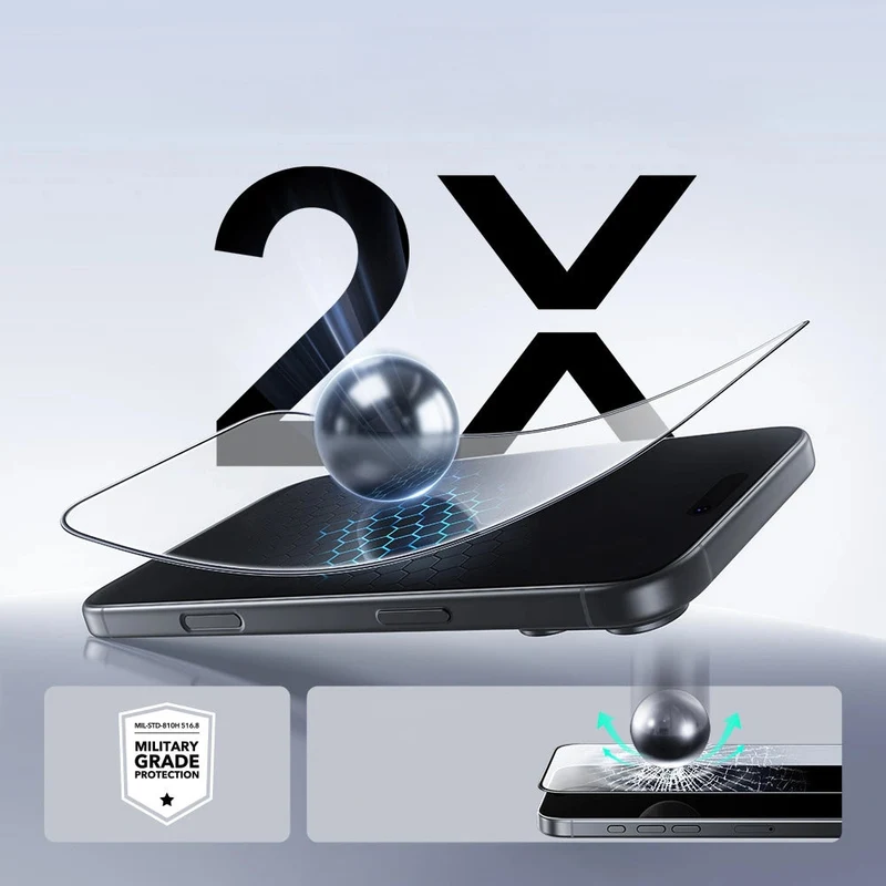 Gehärtetes Glas mit Positionierungsrahmen für iPhone 17 Pro Max, ESR UltraFit Tempered Glass, 2 Stück