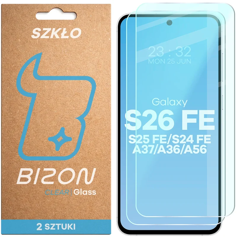 Gehärtetes Glas für Galaxy S26 FE / S25 FE / S24 FE / A36 5G / A56 5G, Bizon Glass Clear Duo, 2 Stück