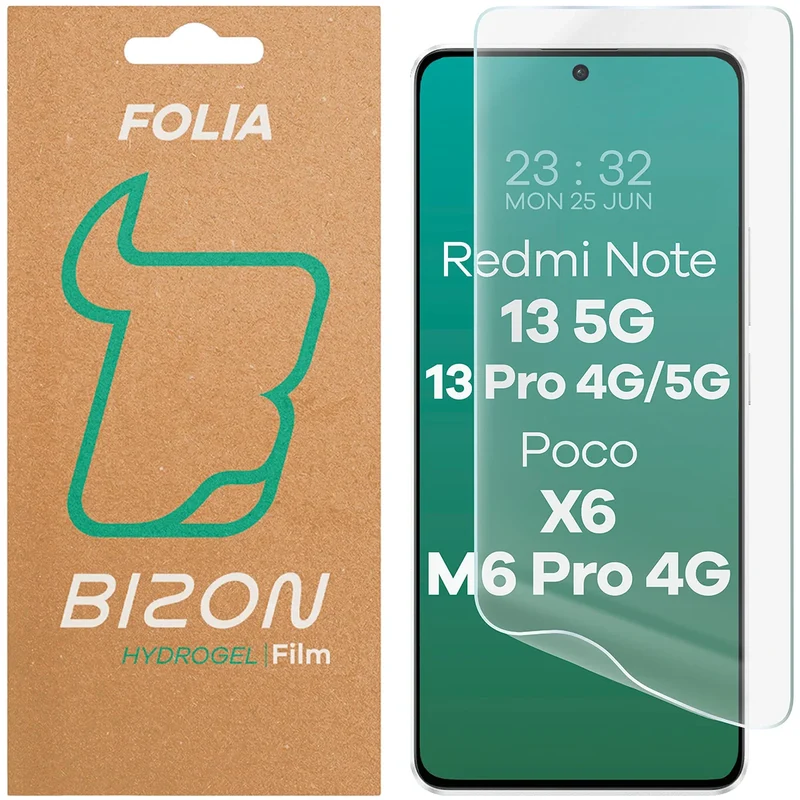 Hydrogel Folie für den Bildschirm für Xiaomi POCO X6 / Redmi Note 13 5G / Redmi Note 13 Pro 4G/5G / POCO M6 Pro 4G, Bizon Film Hydrogel Front, 1 Stück