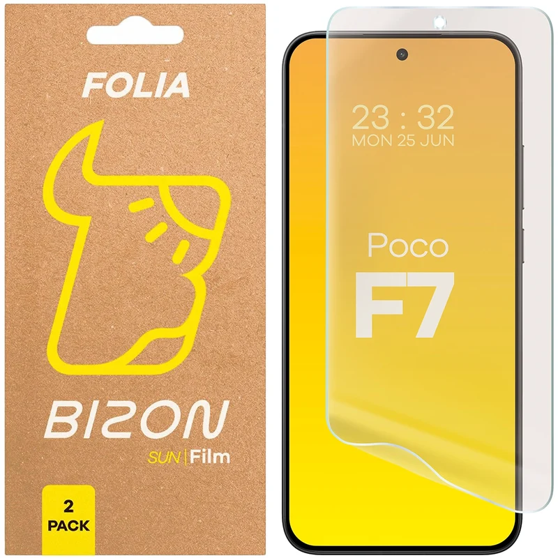 Matte Folie für Xiaomi POCO F7, Bizon Film Sun Duo, 2 Stück