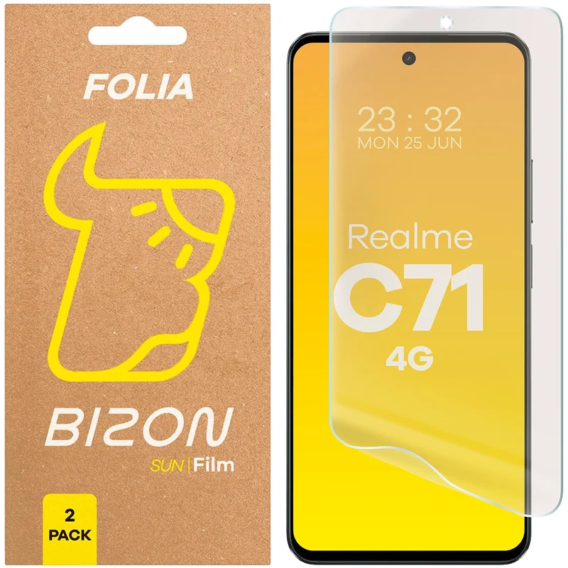 Matte Folie für Realme C71 4G, Bizon Film Sun Duo, 2 Stück