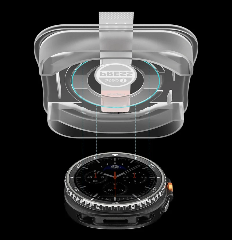 Glas für die Schutzhülle für Galaxy Watch 8 Classic 46mm, Spigen Glas.tR EZ Fit 2-Pack
