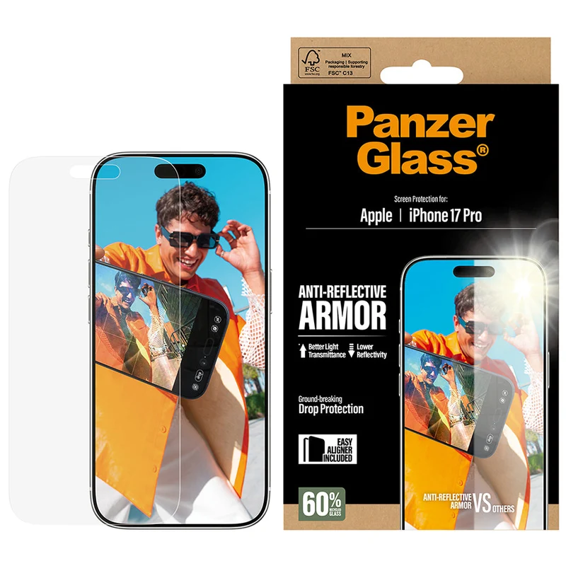 Gehärtetes Glas für iPhone 17 Pro, PanzerGlass Anti-Reflective Armor EasyAligner