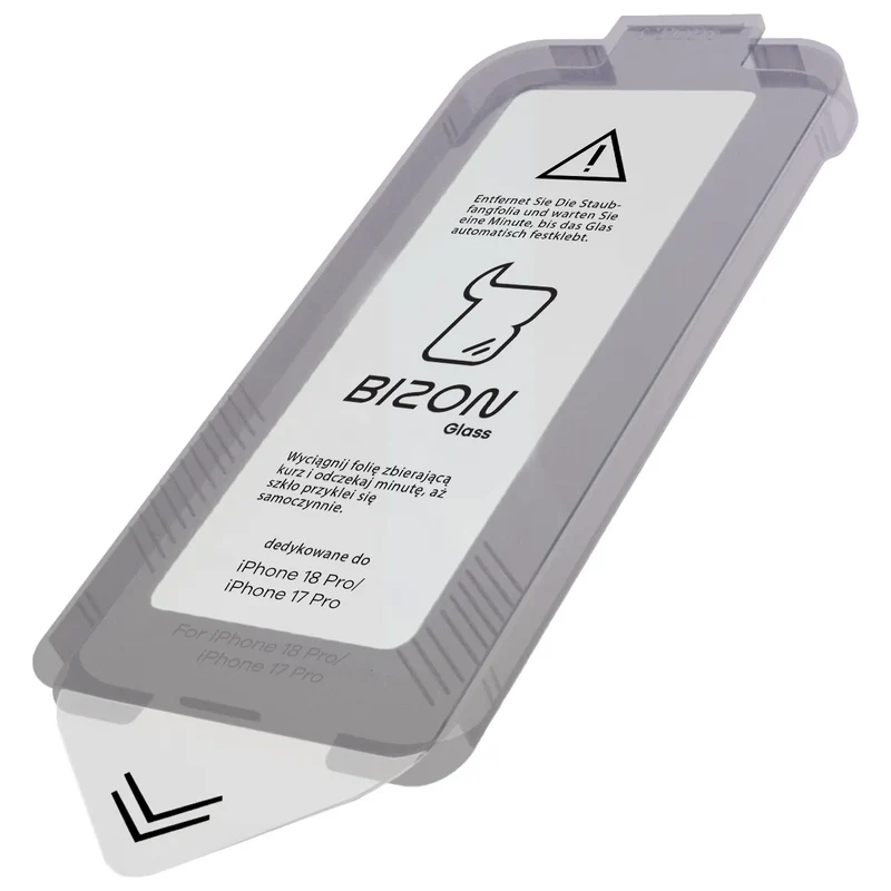 Gehärtetes Glas mit Rahmen zum einfachen Auftragen für iPhone 18 Pro / 17 Pro, Bizon Glass Aplikator, 2 Stück