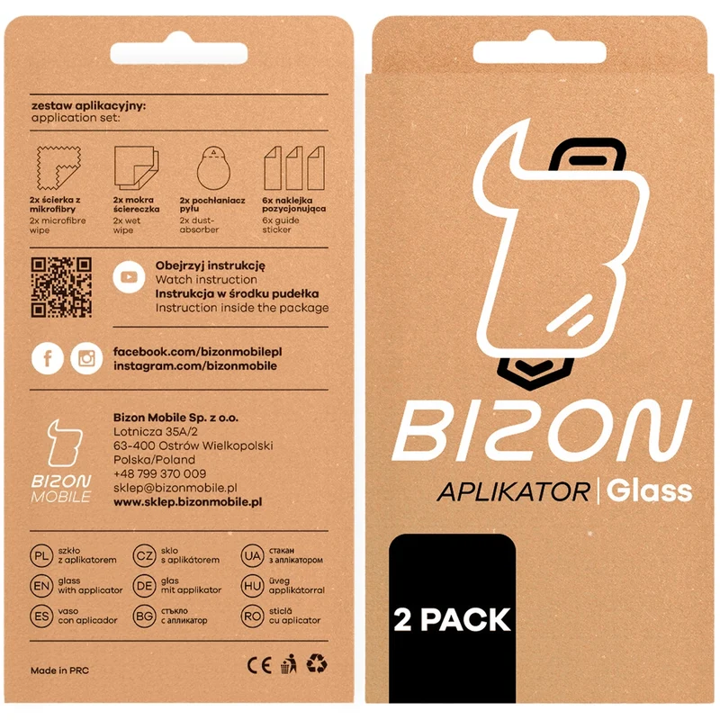 Gehärtetes Glas mit Rahmen zum einfachen Auftragen für iPhone Air, Bizon Glass Aplikator, 2 Stück