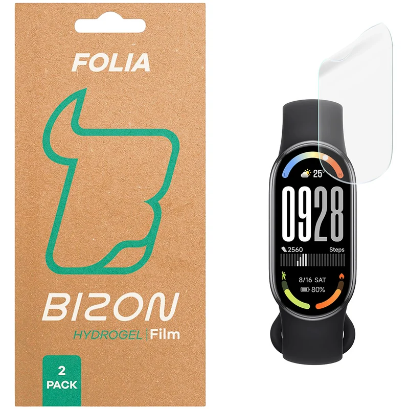 Hydrogel Folie für den Bildschirm für Xiaomi Smart Band 10, Bizon Watch Film Hydrogel Duo, 2 Stück
