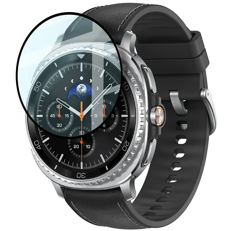 Hybrides Glas für Galaxy Watch 8 Classic 46 mm, Bizon Glass Watch Edge Hybrid, Schwarz