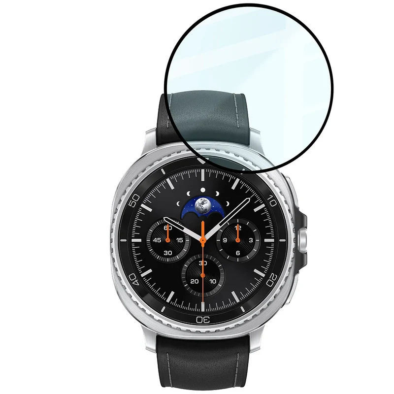Hybrides Glas für Galaxy Watch 8 Classic 46 mm, Bizon Glass Watch Edge Hybrid, Schwarz