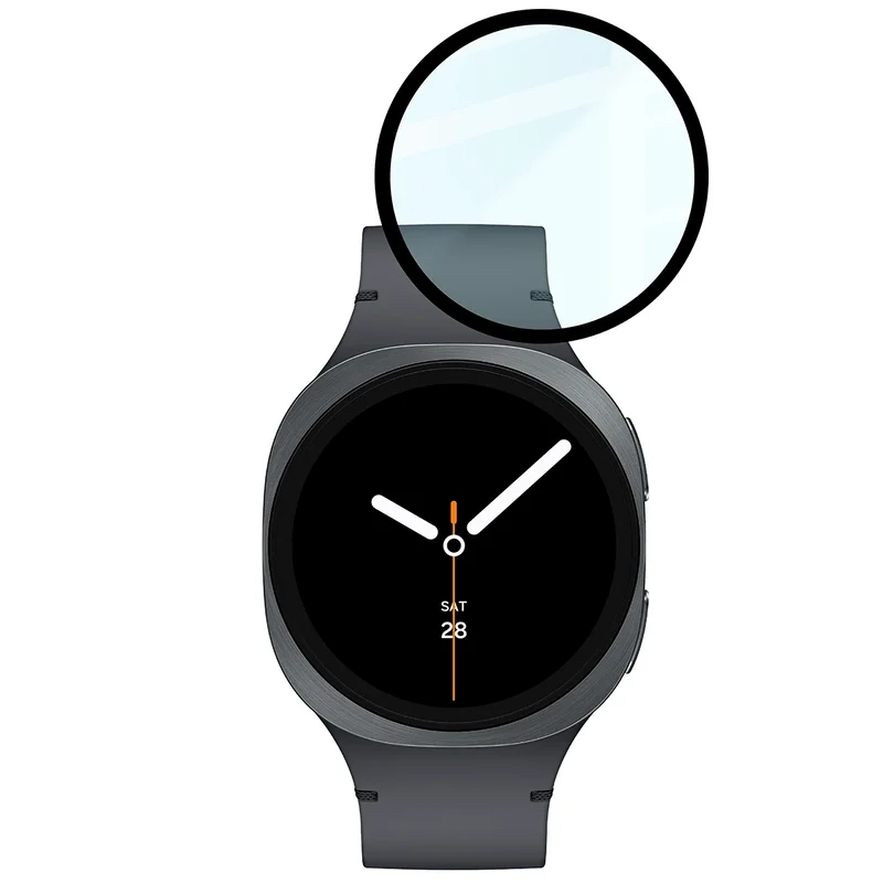 Hybrides Glas für Galaxy Watch 9 / 8 40 mm, Bizon Glass Watch Edge Hybrid, Schwarz