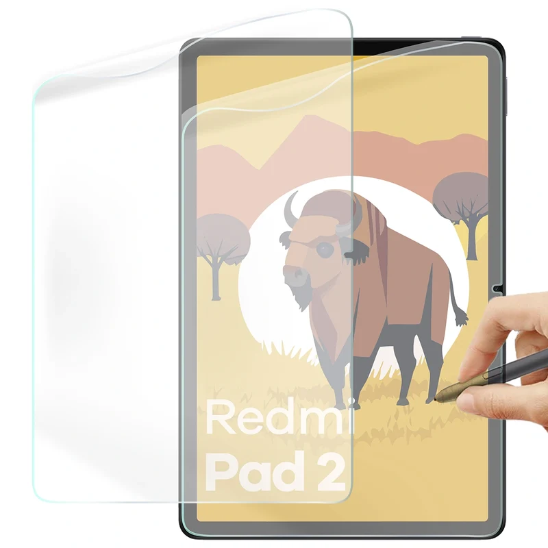 Papierimitationsfolie für Xiaomi Redmi Pad 2, Bizon Film Tab Papirus Duo, 2 Stück